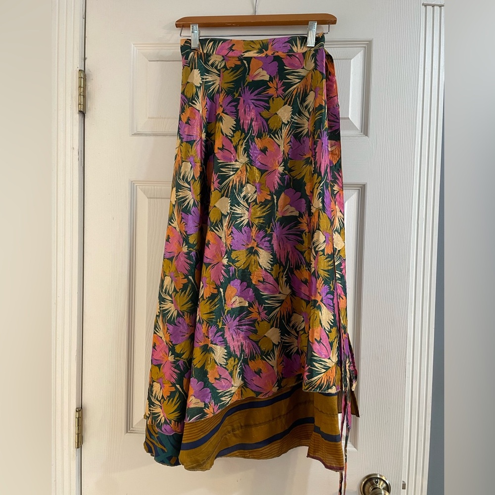 Silk Sari Wrap Skirt Reversible